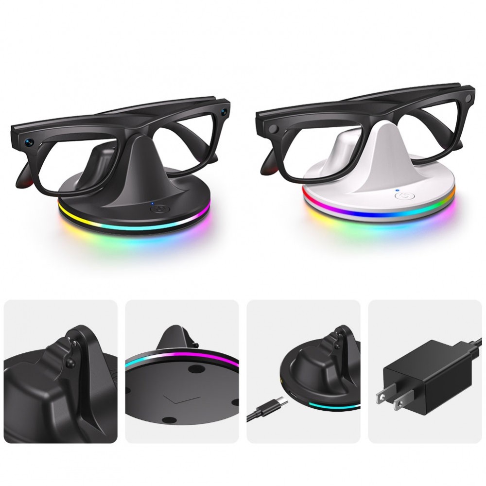 RGB USB C Charger Dock for RayBan and For Meta Glasses with Fast Two Hour Charge