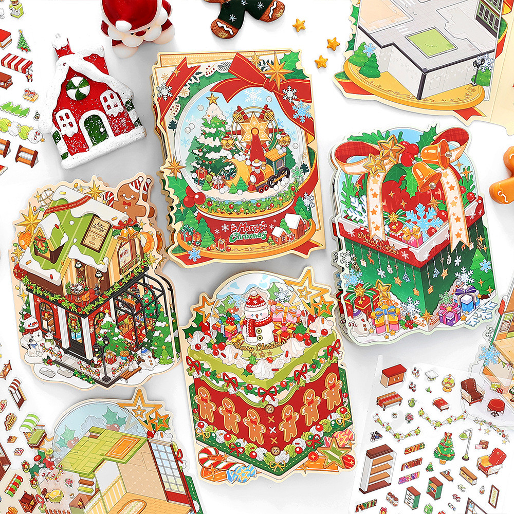 Infeelme ธุรกิจวันนี้ 25th Christmas Special Series ภูมิทัศน์สติกเกอร์ 3D สามมิติ Collage