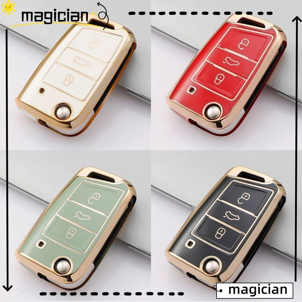 MAGICIAN กุญแจรถ, Key Protector TPU Remote Key, Skin Holder Key Fob สําหรับ VW/Volkswagen/Golf 7/MK7