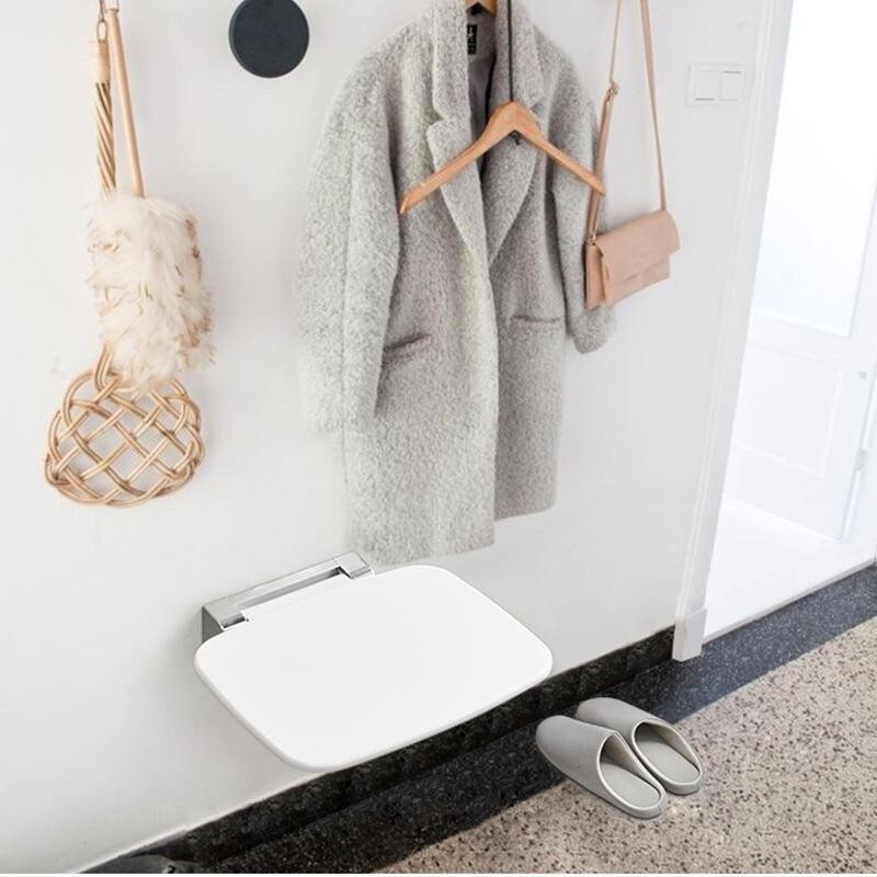 [Hot Selling]Wallmounted Bathroom Foldable Seat Shower Stool Foldable Invisible Toilet Hidden Bath C
