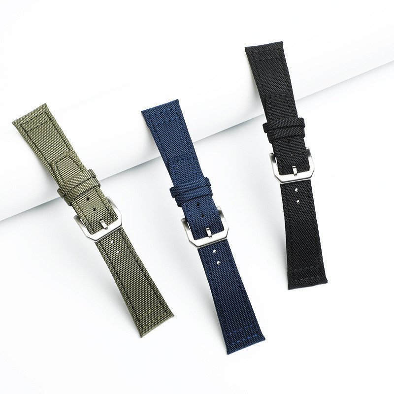 20/21/22 มม.สายผ้าใบไนลอนหนังตัดตรงสําหรับสายรัดข้อมือ IWC PilotS