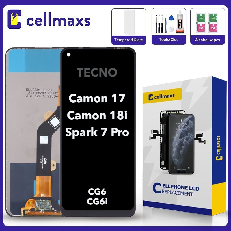 สําหรับ TECNO Spark 7 Pro Camon 17 18i CG6 CG6i หน้าจอสัมผัส LCD พร้อมกรอบ