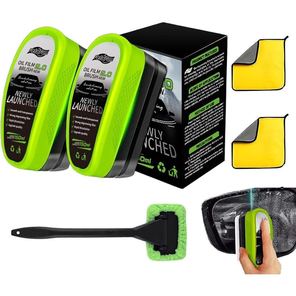 Clear Vision Glass Cleaner, 2025 Upgrade Clearvision Car Windshield Cleaner, Reusable Automotive Oil