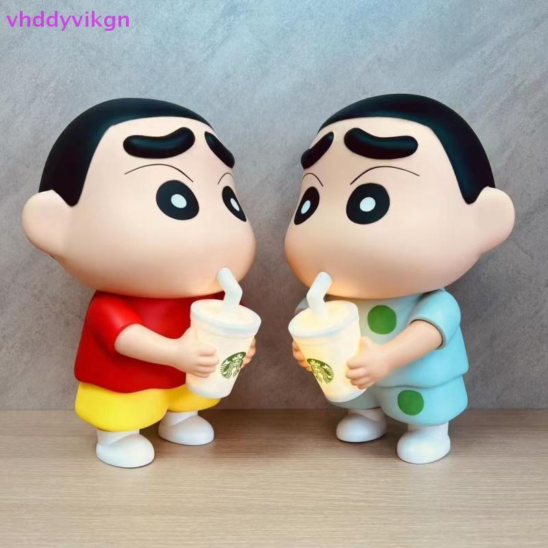VHDD 1 ชิ้นไวนิลนมชาถ้วยเรืองแสงเดสก์ท็อปเครื่องประดับ 25 ซม.ใหม่ Crayon Shin-Chan มือตุ๊กตา Noob อะ
