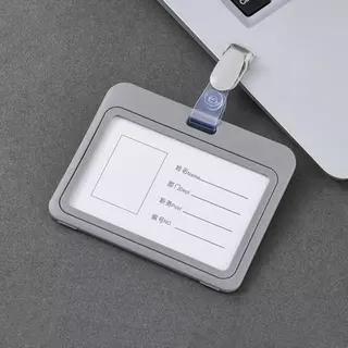 ที่ใส่ป้ายบัตรประจําตัว 1 ชิ้นพร้อมคลิปหนีบป้ายพลาสติกที่ถอดออกได้,ป้ายชื่อพลาสติกพีวีซีใสแนวนอนสําหรับพยาบาลนักเรียนสํานักงานครูงาน