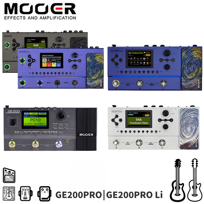 MOOER GE200PRO/GE200PRO LI อุปกรณ์เอฟเฟกต์แบบรวมกลองการไหลเวียนอุปกรณ์การคํานวณแบตเตอรี่ลิเธียม