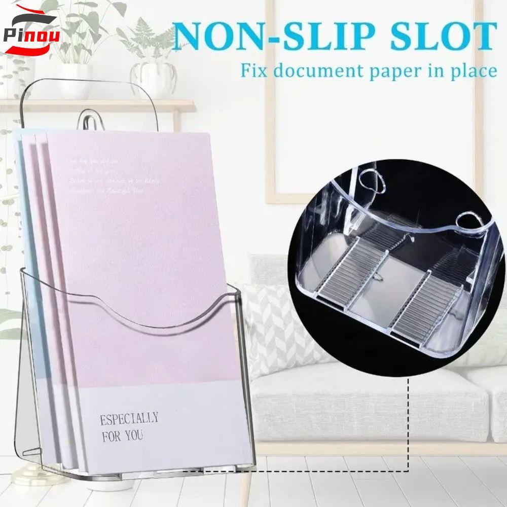 PINOU Pamphlet Holder, Acrylic Clear A6 Brochure Holder, สะดวกคุณภาพสูง Organizer แบบพกพา Flyer Disp