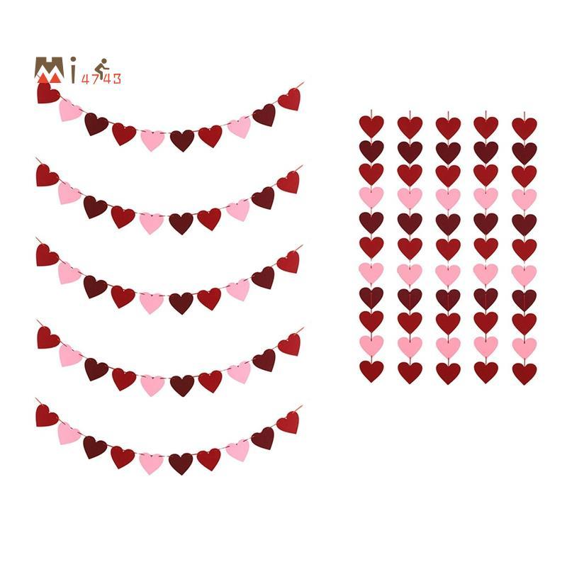 Mi4743iHeart-Shaped Valentines Day ตกแต่งธงรูปหัวใจ วันวาเลนไทน์ Love และริบบิ้น