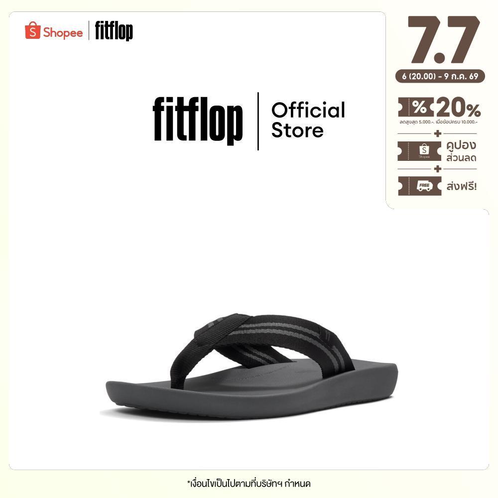FITFLOP IQUSHION TWO-STRIPE WEB FF รองเท้าแตะผู้ชาย รุ่น A6S-D89 สี BLACK