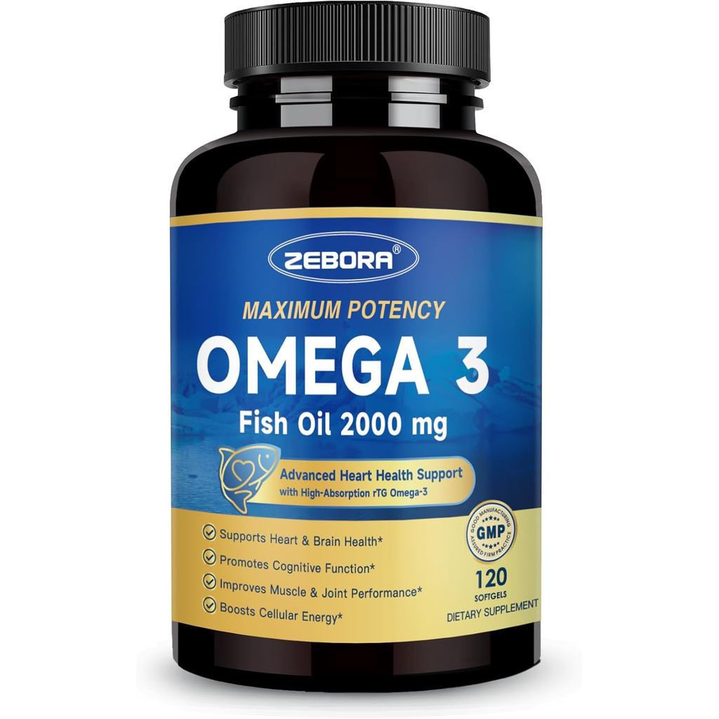 คอลลาเจน น้ํามันปลา โปรไบโอติก ZEBORAOmega3FishOil2000Mg-RTGForm แคปซูลซอฟต์ 120 แคปซูล ไม่ใช่พันธุก