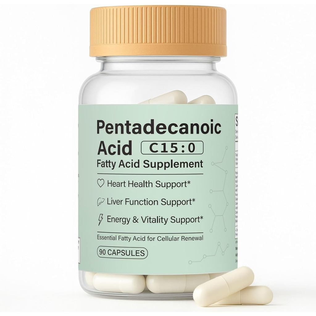แคปซูลกรด Pentadecanoic, C15:0 กรดไขมัน – กรดไขมันที่จําเป็นในพืชบริสุทธิ์ - แคปซูลมังสวิรัติ 90 แคป
