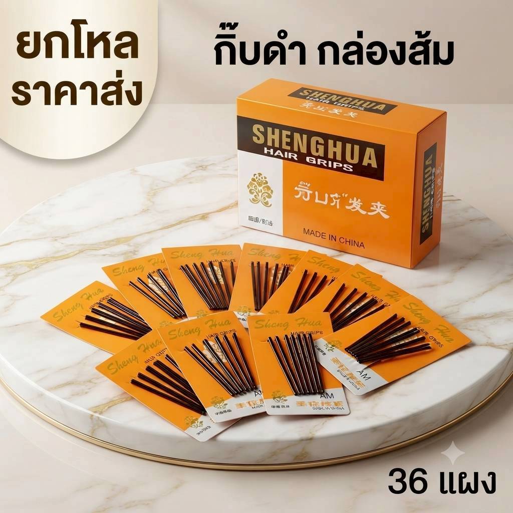 ยกกล่อง กิ๊บดำแผงกล่องส้ม 36 แผง G016