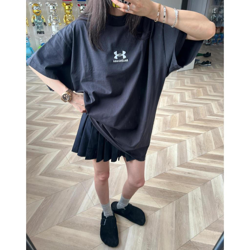 Balenciaga/Balenciaga ฤดูร้อน Plus ขนาดแขนสั้นผู้ชายผู้หญิงคู่ฤดูร้อนกีฬา Contrast สี High-End Commu