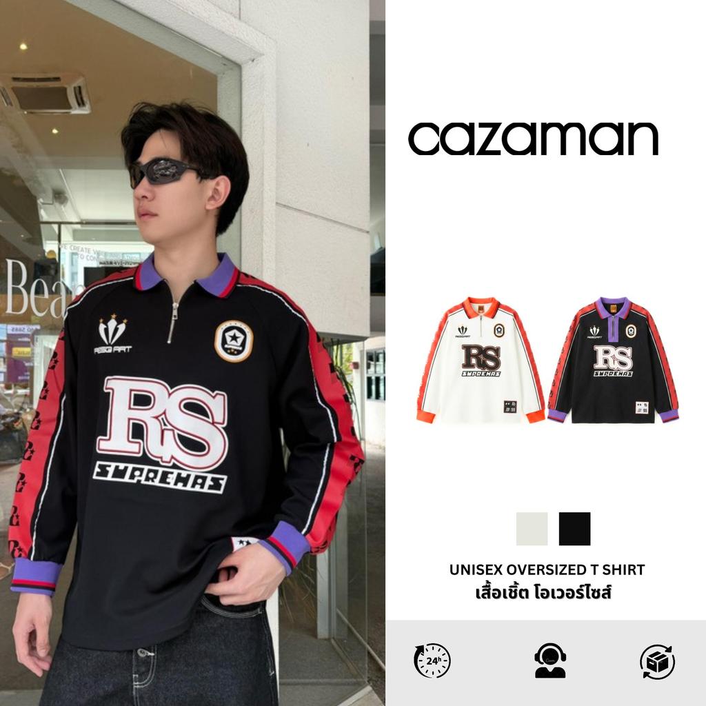 CAZAMAN เสื้อเชิ้ต OVERSIZE เสื้อเชิ้ตไตส์ เสื้อเชิ้ตสำหรับผู้ชาย แขนสั้น ติดกระดุมหน้า C26807