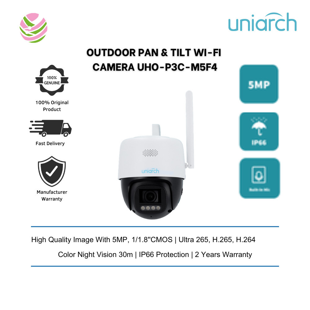 Uniarch P3C 5MP 4.0 มม.กลางแจ้ง PT WiFi กล้องวงจรปิดสี Night Vision - Uho-P3C-M5F4