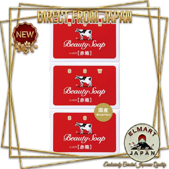 [Direct From Japan] Milk Soap Cow Brand Red Box 90-gram × 3-Pack Rose Scent Milk Ingredients Milk Fa