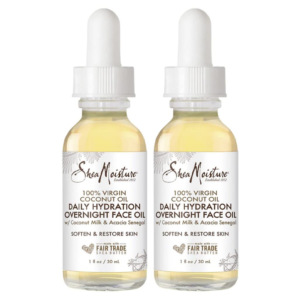 น้ํามันมะพร้าวสกัดเย็น SheaMoisture-Daily Moisturizing Overnight Facial Oil ประกอบด้วยกะทิและ Acacia