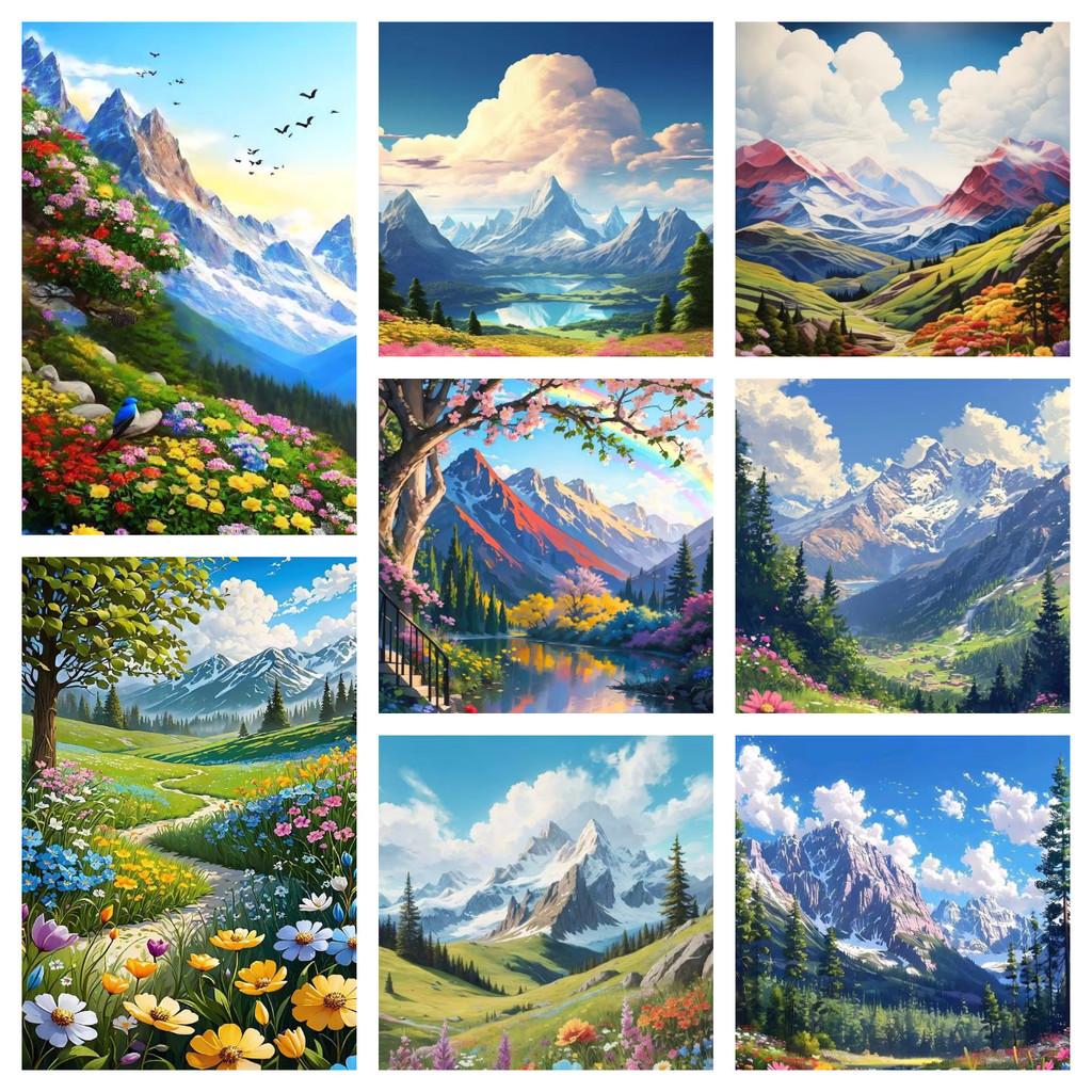 [KS] Mountain ทิวทัศน์ธรรมชาติ 5d ภาพวาดเพชรเพชรเต็มห้องนั่งเล่น PasteDiamond Cross Stitch ห้องนอนห้องรับประทานอาหารเพชรเย็บปักถักร้อยตกแต่งบ้าน30x40ซม.พร้อมกรอบ