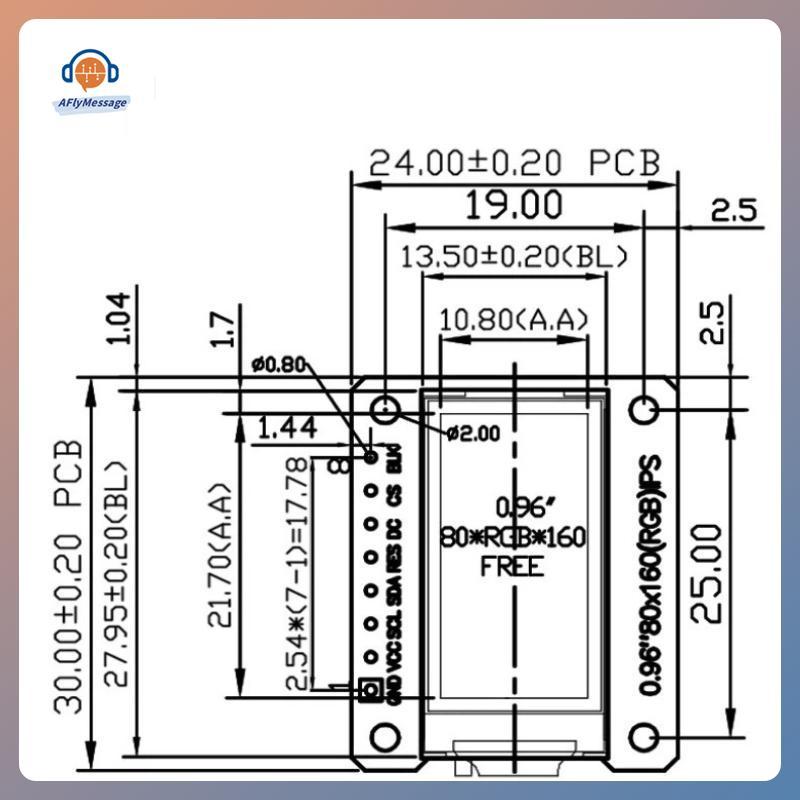 AFl ST7735S ชิป 0.96 นิ้วหน้าจอ IPS 160x80 จอแสดงผลสําหรับ Prototyping Electronic Solutions TH
