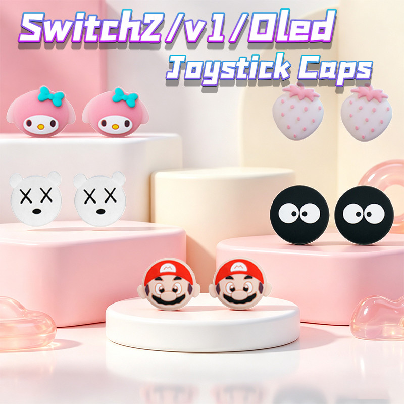 3D สเตอริโอซิลิโคน Thumb Grips & D-Pad ปุ่ม Caps ชุดอะนิเมะการ์ตูนน่ารัก Anti-Slip Wear-Resistant Joy-Con Protector Kit ใช้งานร่วมกับ Switch / Switch 2 / OLED
