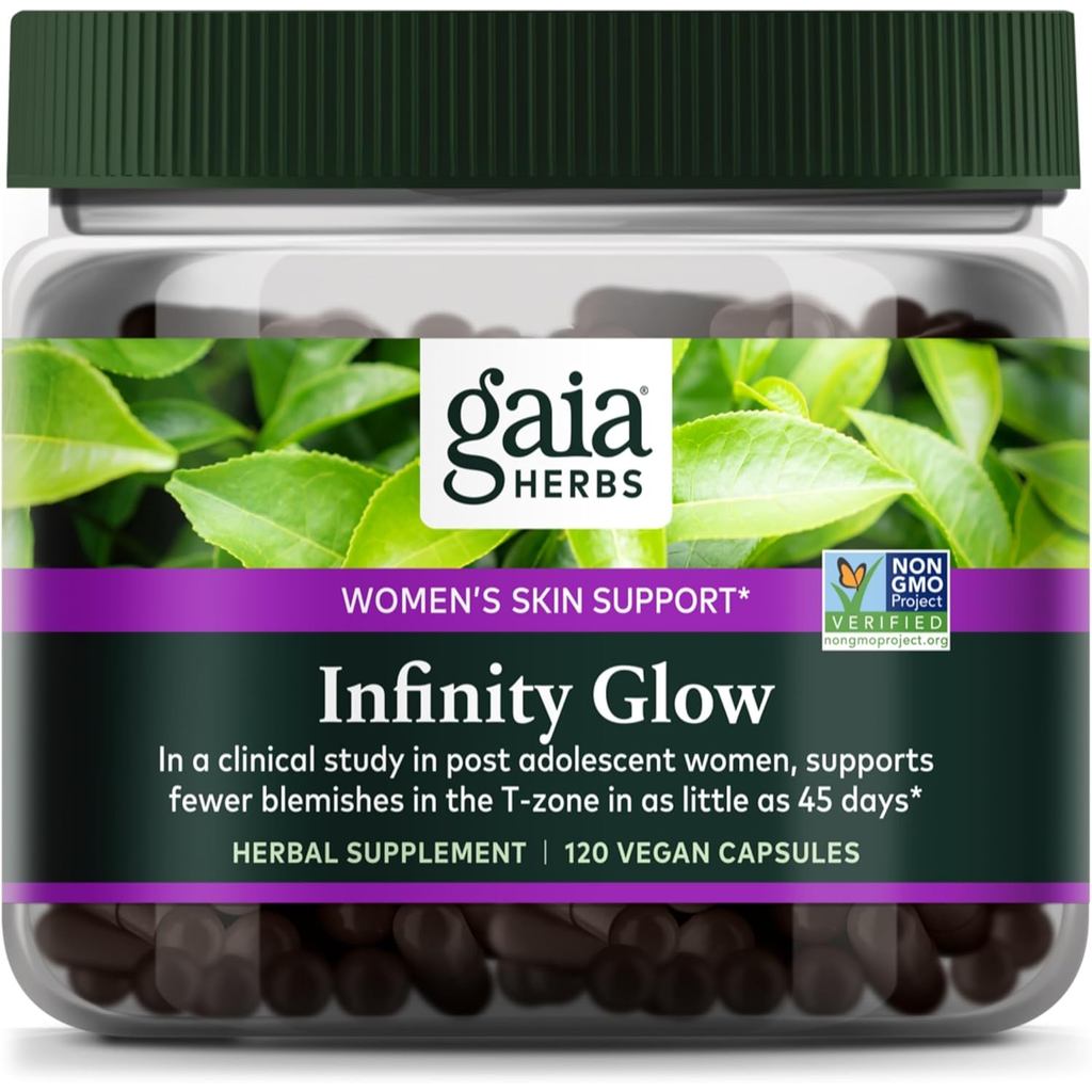 Gaia Herbs Infinity Glow - อาหารเสริมพยุงผิวผู้หญิง - Skin Care for Women with Green Tea, EGCG, Reis