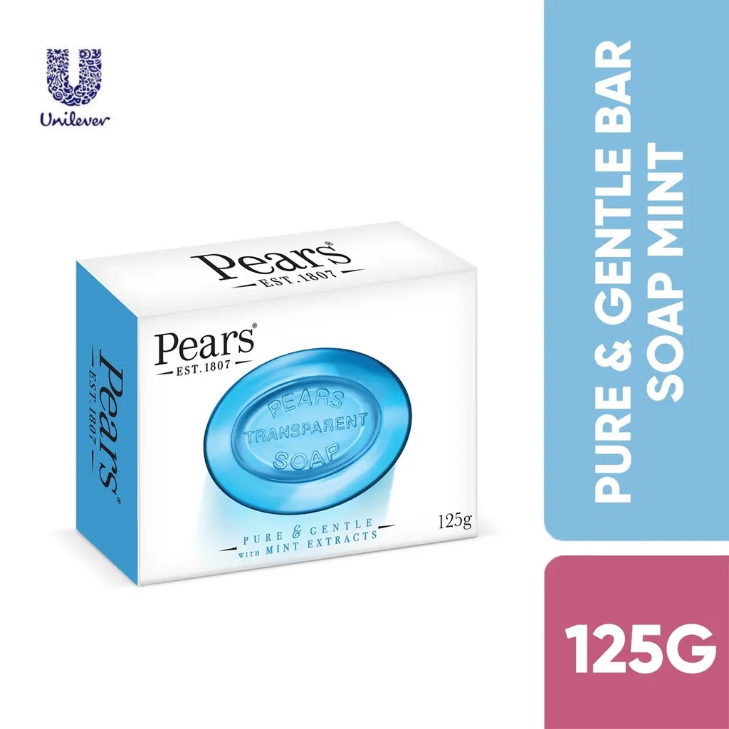 Pears Pure & Gentle Bar Soap สารสกัดมิ้นต์ (บลูบาร์) 125G