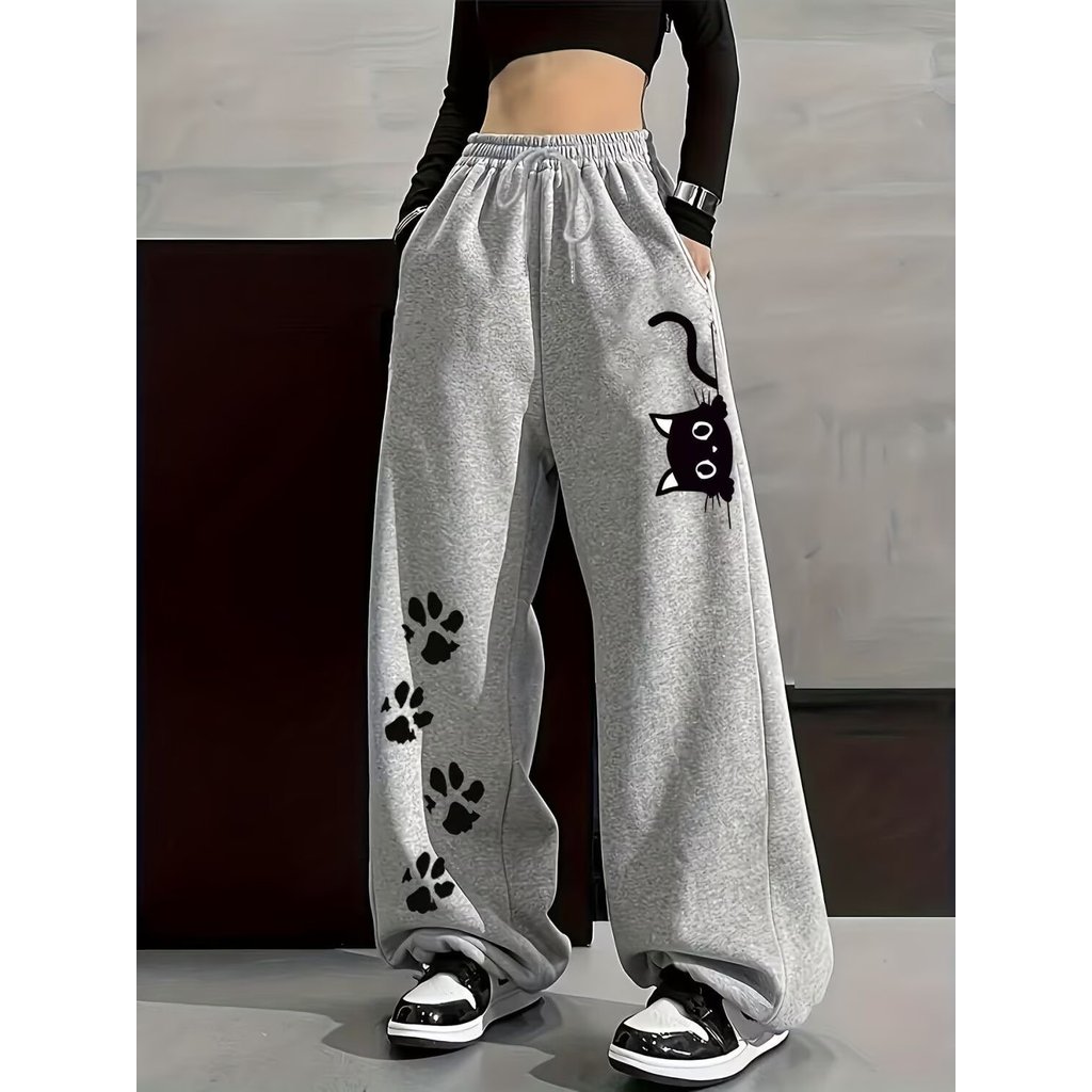 American Style Plus Size Retro Straight Ladies Casual Pants Loose Wide-Leg All-Match Mens Turus