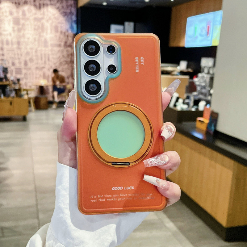360° หมุนผู้ถือแม่เหล็ก Kickstand สีการปิดกั้นเคสโทรศัพท์สําหรับ Samsung Galaxy S26 Ultra Plus S25 Ultra S24 Ultra Plus ไร้สายชาร์จกันกระแทกปกหลัง