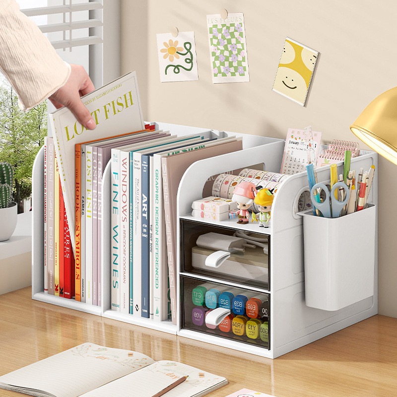 Splicable Desktop File Storage Rack สํานักงานนักเรียนหลายชั้นกล่องเก็บชั้นวางหนังสือ