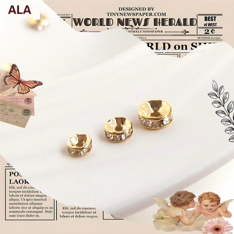 💖ALA เครื่องประดับ DIY💖14k Light Gold 18K ทองแท้สี Retention แหวนเพชร Spacer ลูกปัดฝังเพทาย Spacer ส