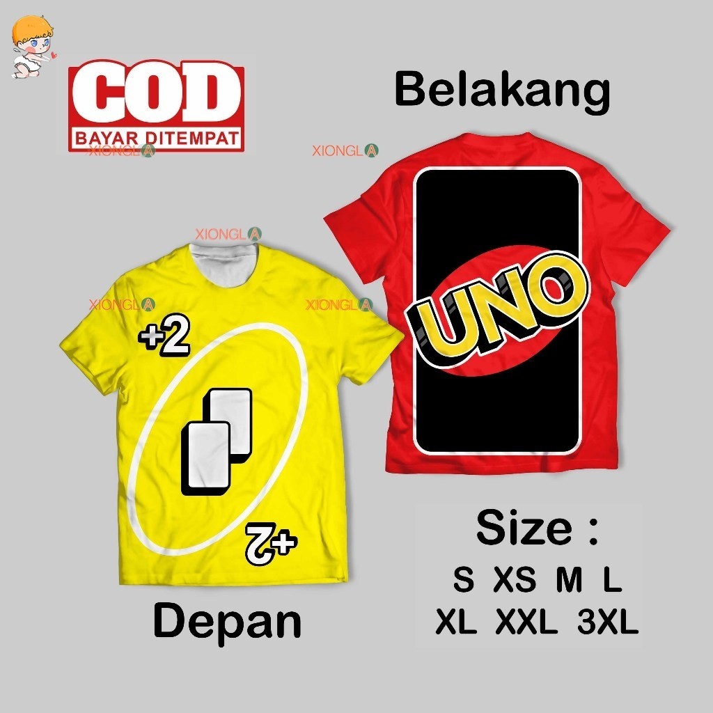เสื้อยืดพิมพ์ลายเต็มพร้อมการ์ดเกมวอลล์เปเปอร์ Uno Motif _ เสื้อยืด AOP พร้อมการ์ดเกม Uno Motif Front