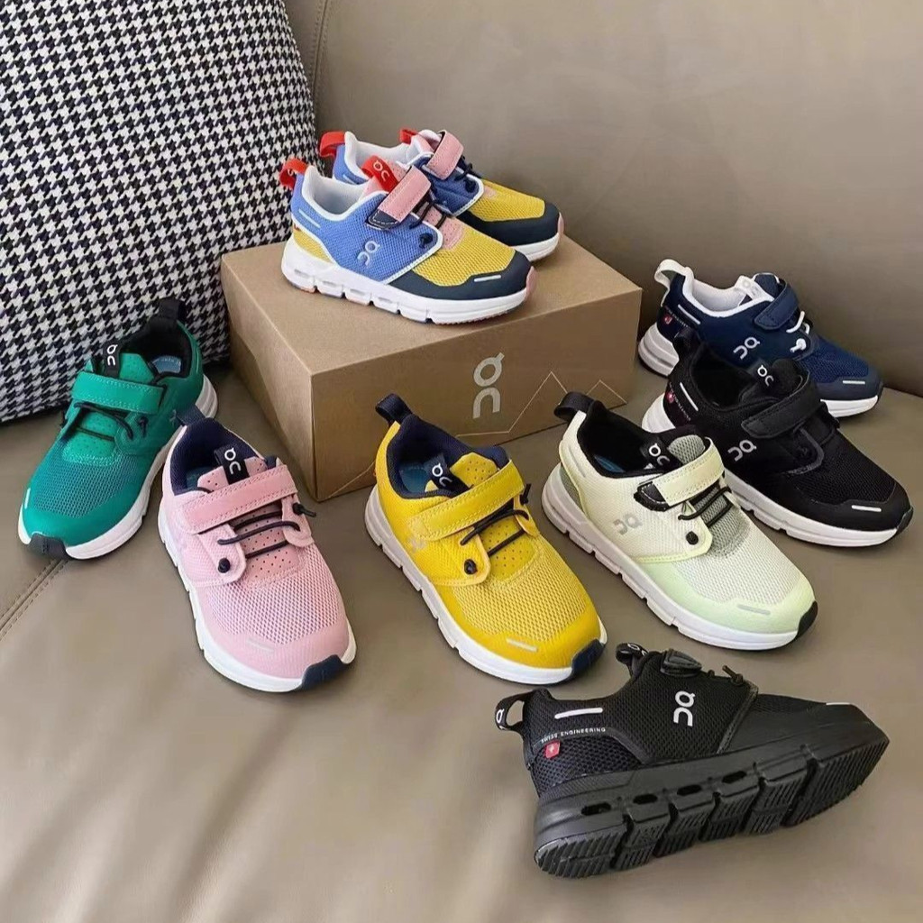 On Cloud รองเท้าเด็ก Velcro รองเท้าผ้าใบสําหรับเด็กรองเท้ากีฬาวิ่งลําลอง