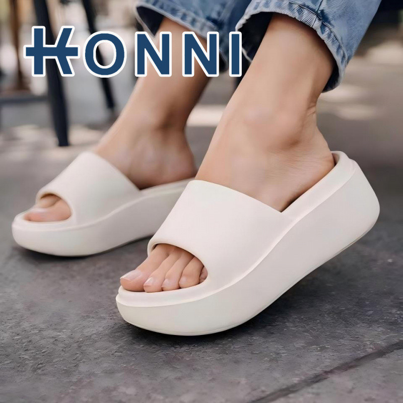 KONNI ผู้หญิงพื้นหนาแบบใหม่รองเท้าแตะ แบบสวม น้ำหนักเบา รองเท้าแตะพื้นหนาอีวา นุ่มสบาย สไตล์แฟชั่น สำหรับฤดูร้อน EVA