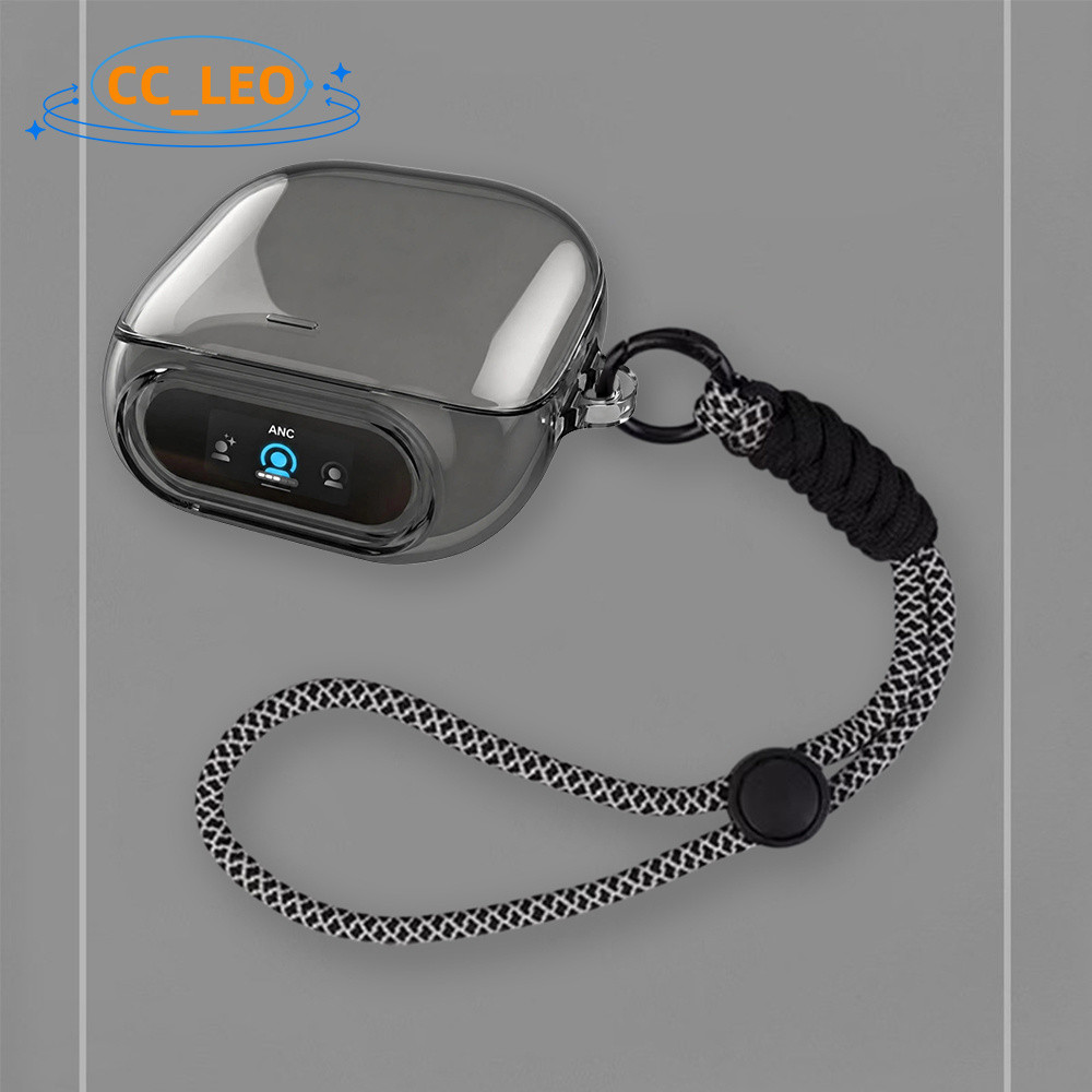 Compatible with Anker Soundcore Liberty 5 Pro Clear Black Protective Cover Suitable for Liberty 5 Pro Shockproof Shell Protective Sleeve Adjustable Lanyard Pendant