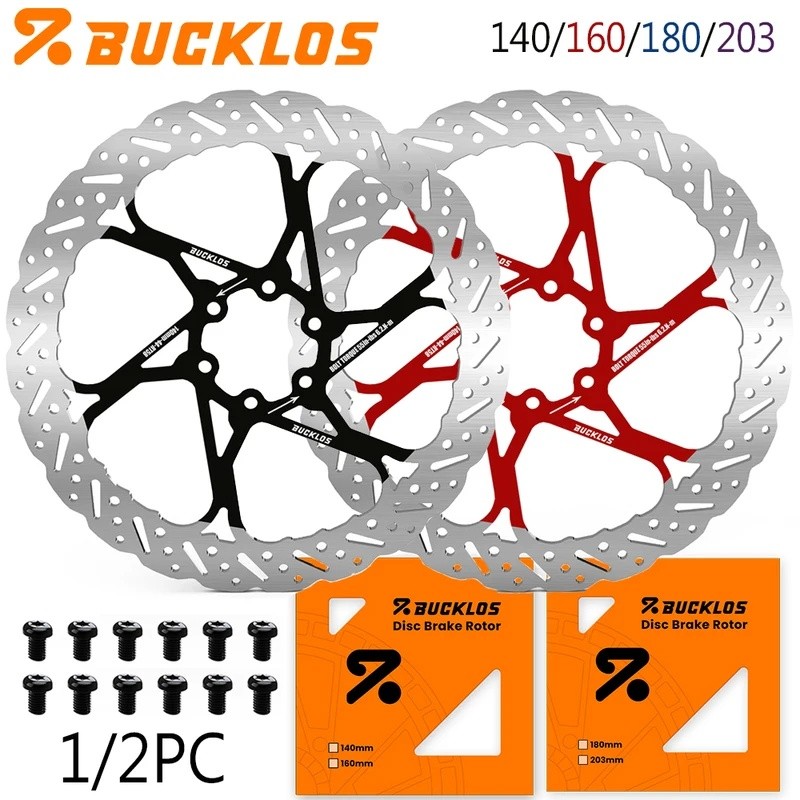 BUCKLOS จานเบรคจักรยาน 140/160/180/203MM ดิสก์เบรกจักรยานเสือภูเขาระบายความร้อน