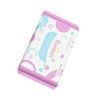Poomsoft ทิสชูเปียก กระดาษทิชชู่เปียก 10pcs Baby Wipes ปราศจากแอลกอฮอล์ ทิชชู่เปียกพกพา ทิชชุเปียก