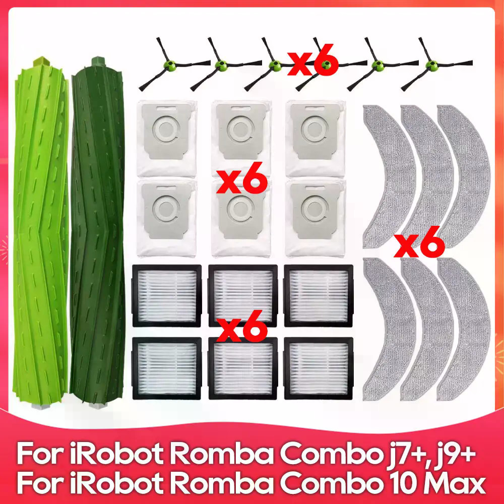 สําหรับ iRobot Romba Combo j7+ / j9 + / 10 Max Roller แปรงด้านข้างถุงเก็บฝุ่น Mop หุ่นยนต์สูญญากาศเป