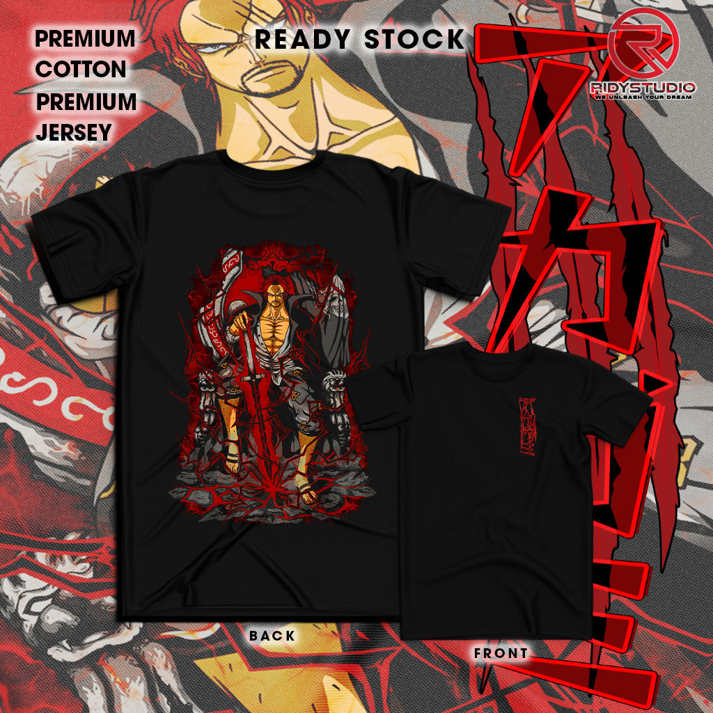 Baju Shanks Red One Piece Luffy Anime Tshirt Jersey