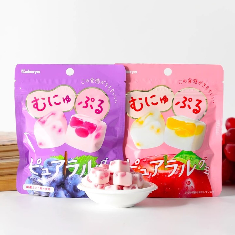Readystock Snacks k Kabaya White Peach Flavour/Grape รส Gummy Fruit Marshmallow 58g1035