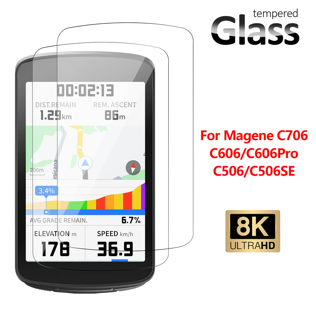 สําหรับ Magene C706/C606/C606Pro/C506/C506SE8K Ultra HD กระจกนิรภัยป้องกันหน้าจอสมาร์ทจักรยาน GPS คอ