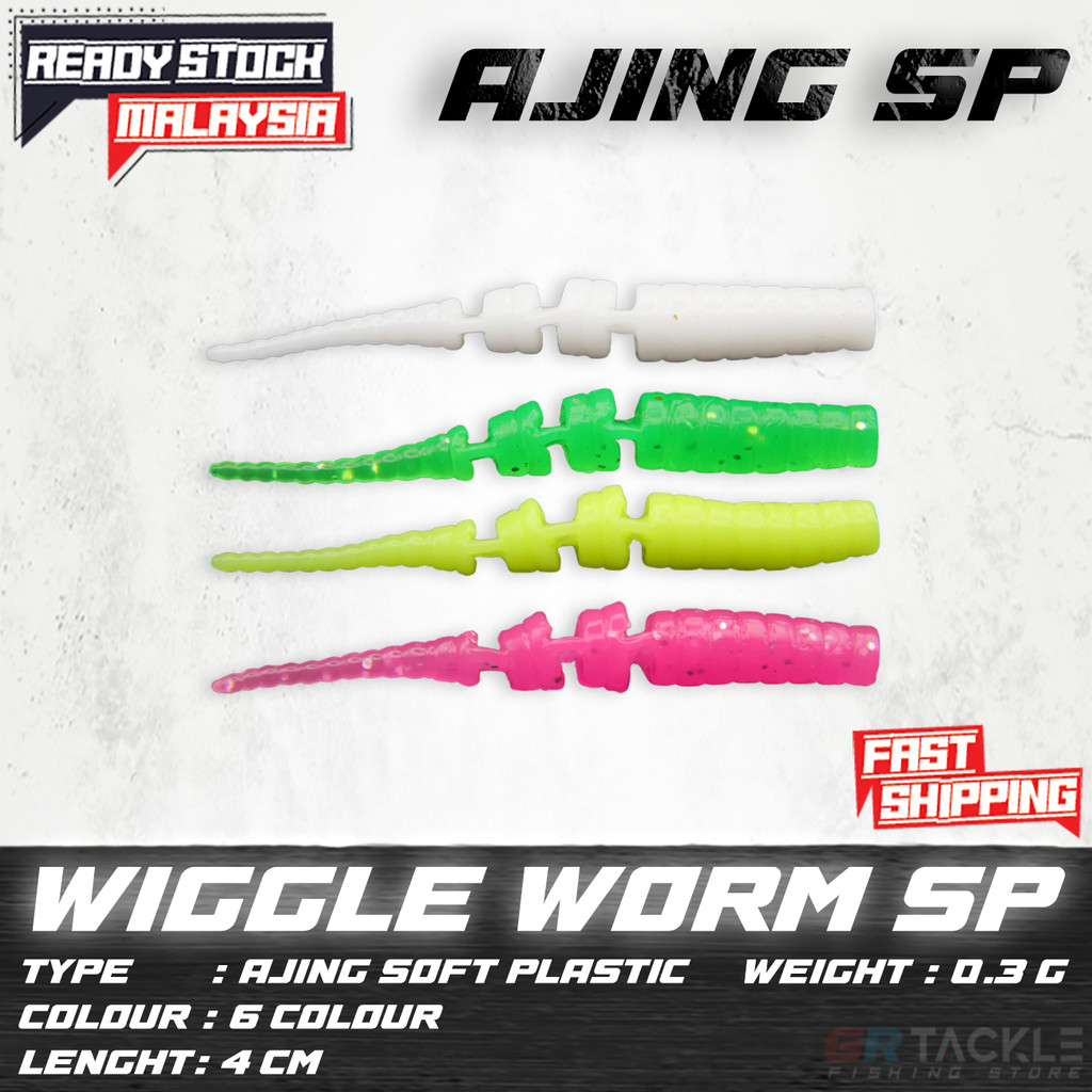 Wiggle Worm 4 ซม.1 แพ็ค/20 ชิ้นเหยื่อตกปลา Ajing Umpan Pancing Casting Worm Softplatic Ultralight