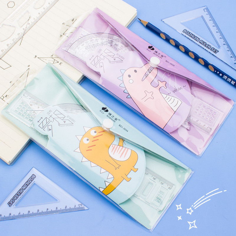 Preferred#Cute student ruler and triangle ruler cartoon learning stationery children's drawing math 