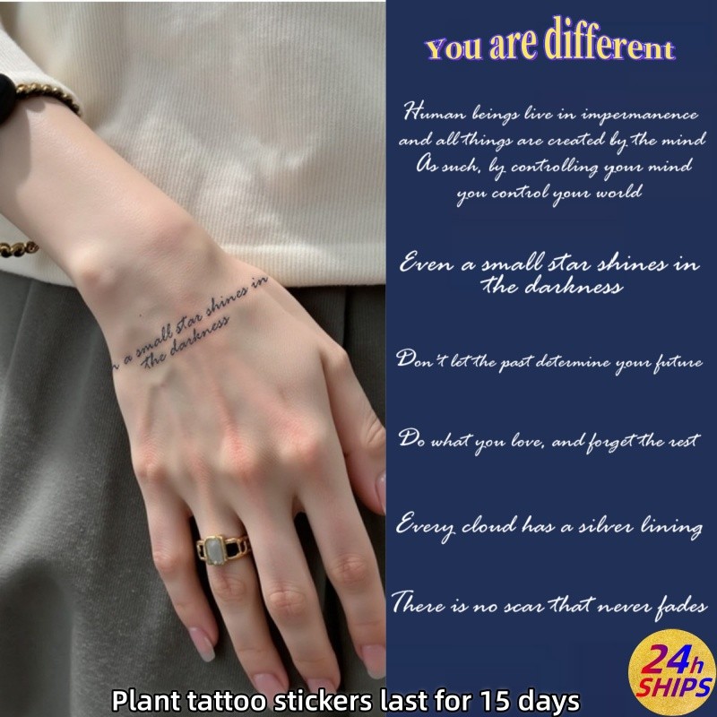 ข้อความรูปแบบสัญลักษณ์สาวเซ็กซี่มือกลับพืชสักสติกเกอร์รอยสักกันน้ํายาวนาน15วันสติกเกอร์ผิวชั่วคราวสักปลอม