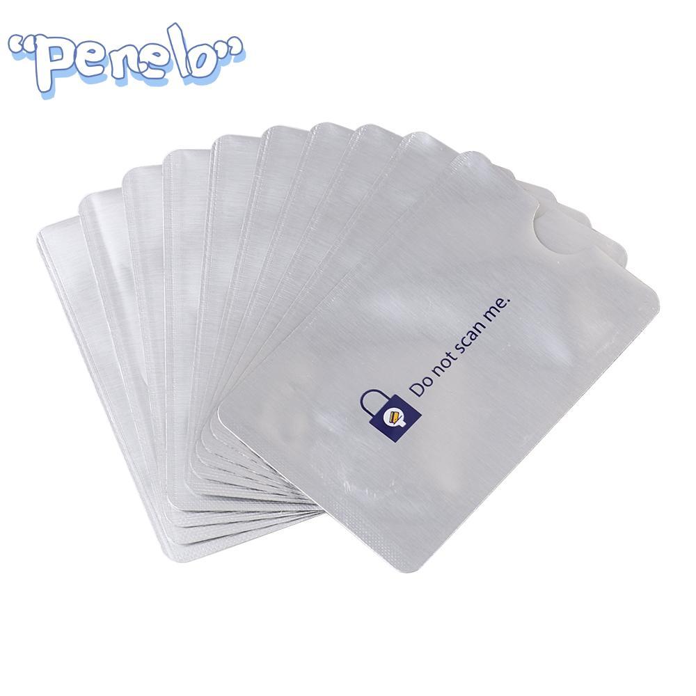 PENELO 10 ชิ้นการ์ดแขนป้องกันป้องกัน RFID Blocking Aluminium Anti Rfid กระเป๋าสตางค์