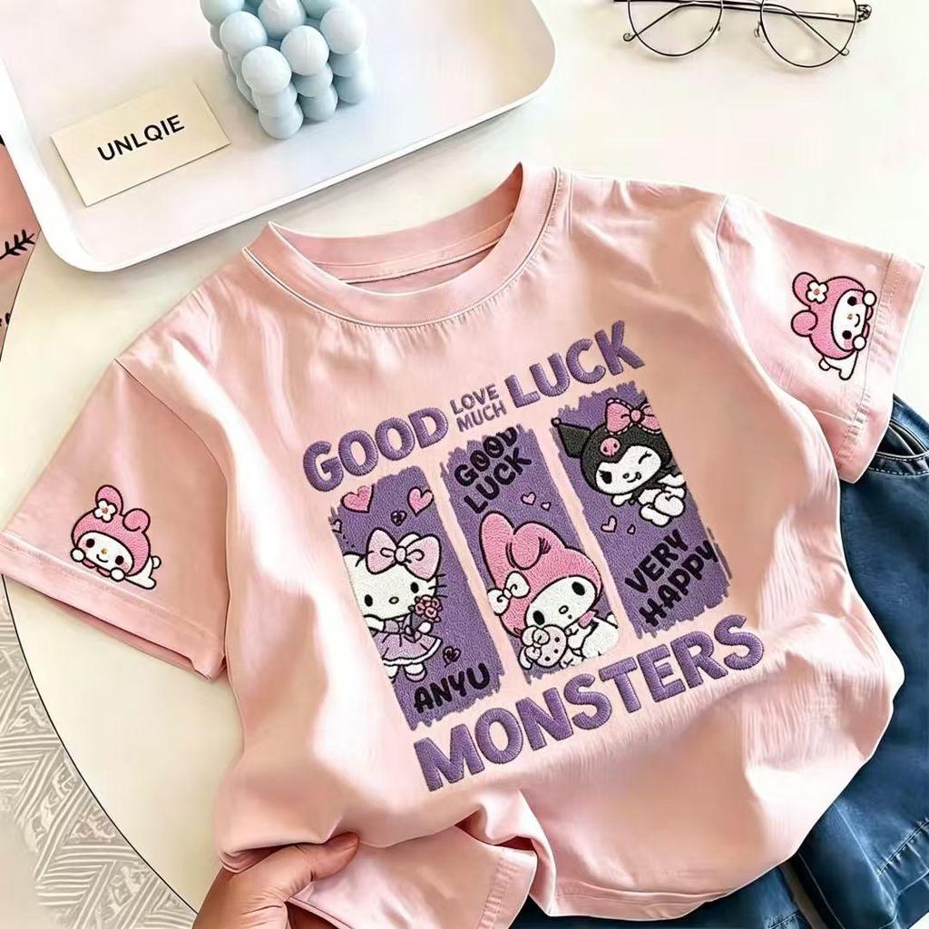 [จัดส่งภายใน 24 ชั่วโมง]เสื้อยืดเด็กฤดูร้อนรุ่นใหม่ปี 2026 เสื้อยืดสั้นสำหรับเด็กผู้ชายและเด็กผู้หญิง ลายคุรุมิ เสื้อยืด