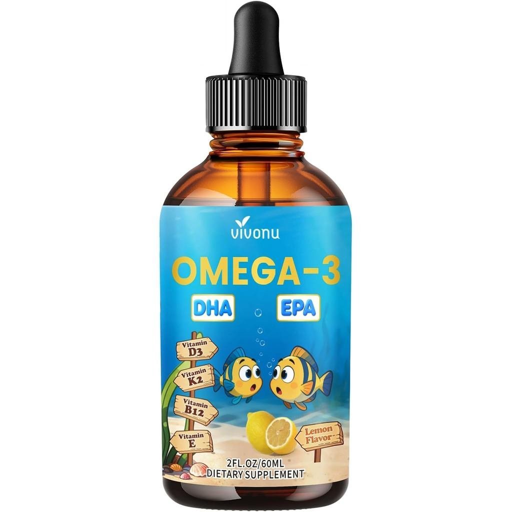 VivoNu Omega 3 สําหรับเด็กs DHA Omega 3 6 9 หยด | โอเมก้ารวม 600 มก. พร้อม EPA & DHA|  Development &
