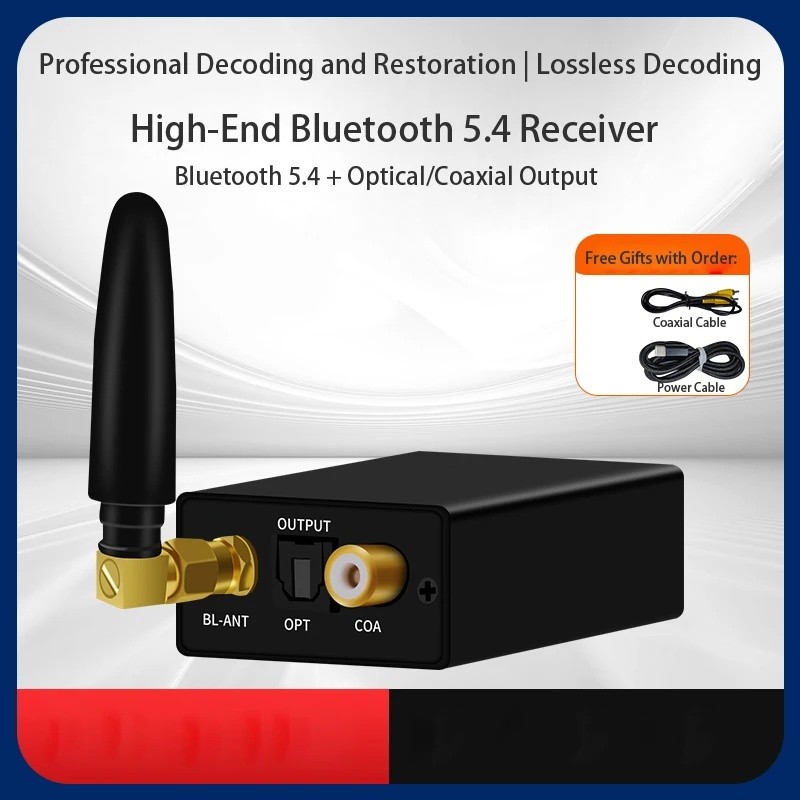 ​​Lossless Audio 5.4 Receiver พร้อม QCC5181 และ QCC3095 ชิป Optical/Coaxial/USB DAC สําหรับ Home Car