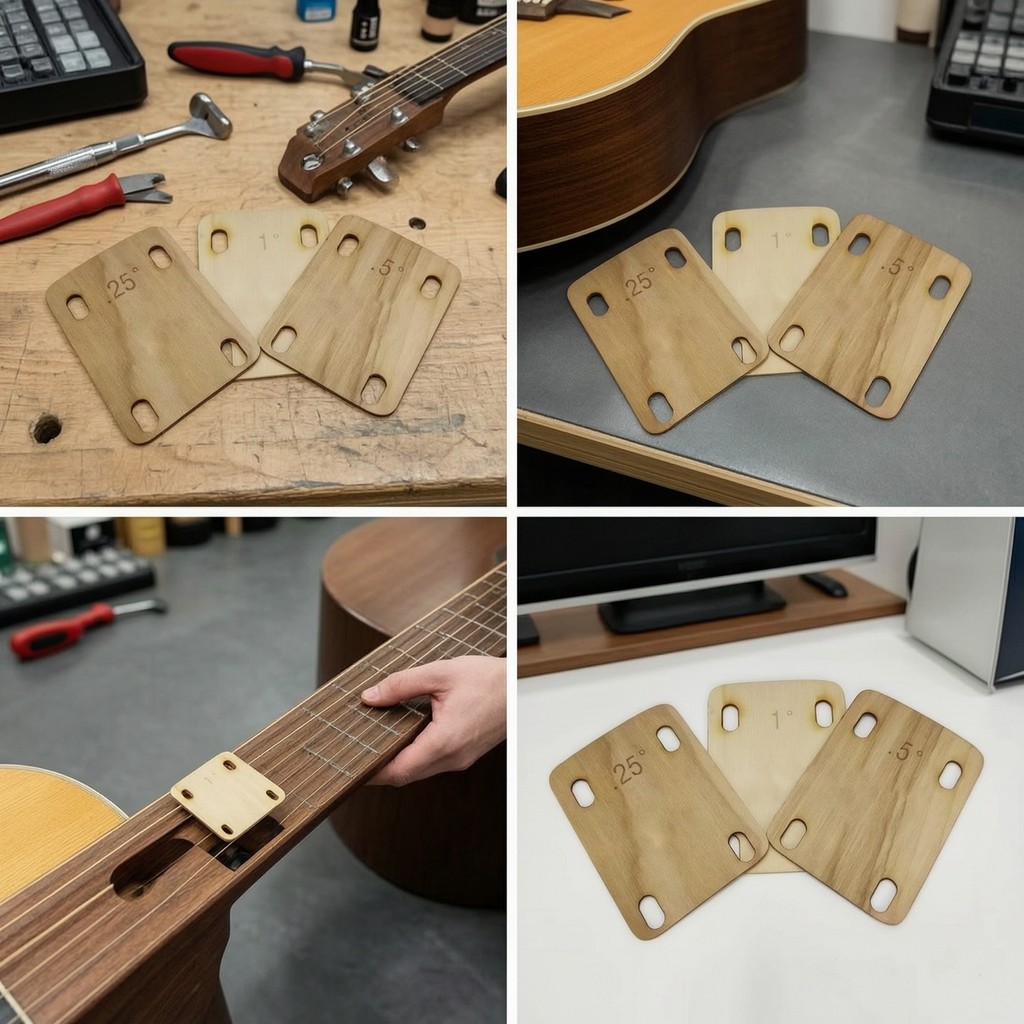 3 ชิ้นกีตาร์คอ Shim Bolt-on กีตาร์คอ Shims บางน้ําหนักเบาสําหรับ Luthiers