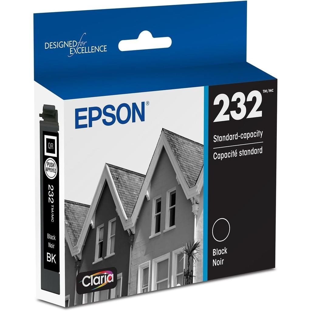 EPSON 232 Claria Ink Standard Capacity ตลับหมึกสีดํา (T232120-S) ใช้งานได้กับ WorkForce WF-2930, 295