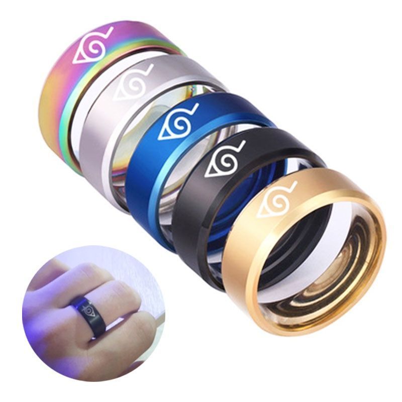 动漫火影忍者' 戒指木叶标志钛男女个简约指环饰品Naruto Ring Cosplay Ring Akatsuki Organization Ring Itachi Uchiha's Collecto